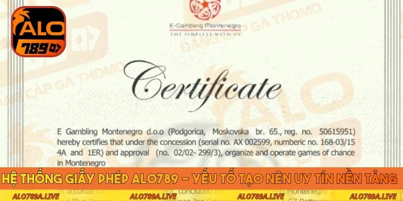 Hệ thống giấy phép hoạt động Alo789 - Yếu tố tạo nên uy tín nền tảng