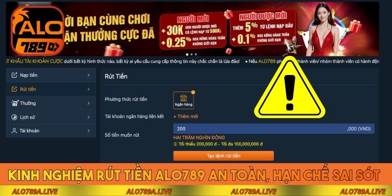 Kinh nghiệm rút tiền Alo789 an toàn, hạn chế sai sót